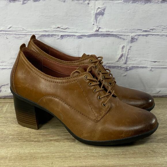 Dansko Pennie Brown Lace Up Oxford Shoes EU 40 US 9.5-10 Block Heel Chunky - Picture 1 of 9